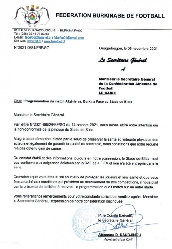 Algérie-Burkina Faso: les Étalons et demandent la délocalisation du match de l'Algérie