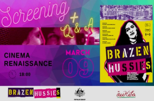 8 mars : projection du film documentaire australien "Brazen Hussies"