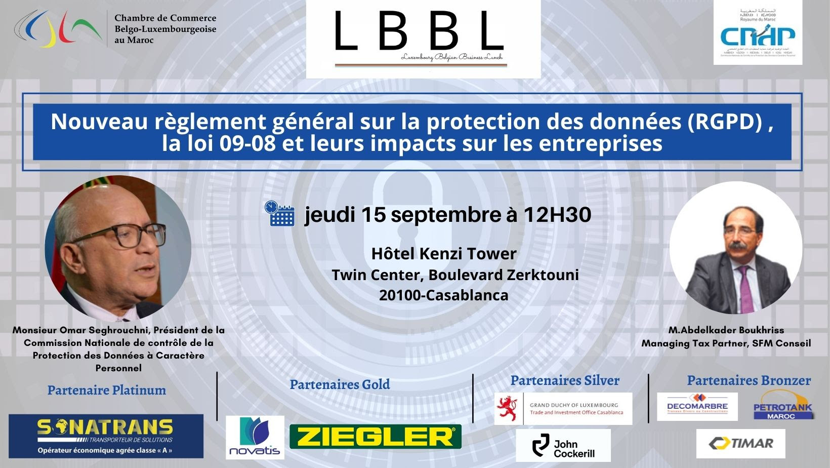 Déjeuner - Débat  "Le nouveau règlement général sur la protection des données (RGPD), la loi 09-08 et leurs impacts sur les entreprises"
