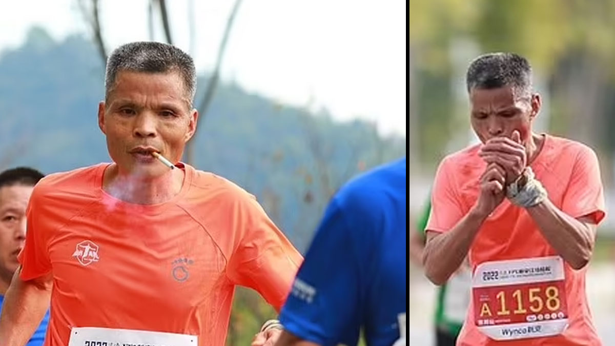 Chine : un homme court un marathon... en fumant