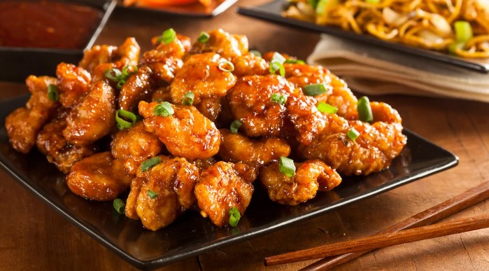 Poulet à l'asiatique à l'orange, miel et épices