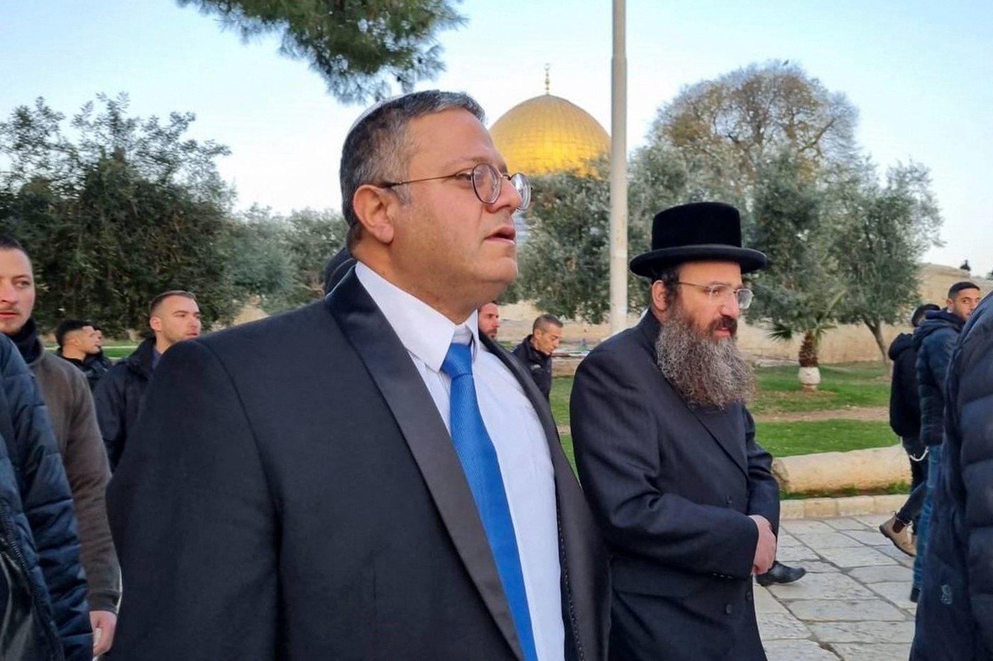 Itamar Ben Gvir lors de sa visite provocatrice à l'esplanade de la mosquée Al Aqsa