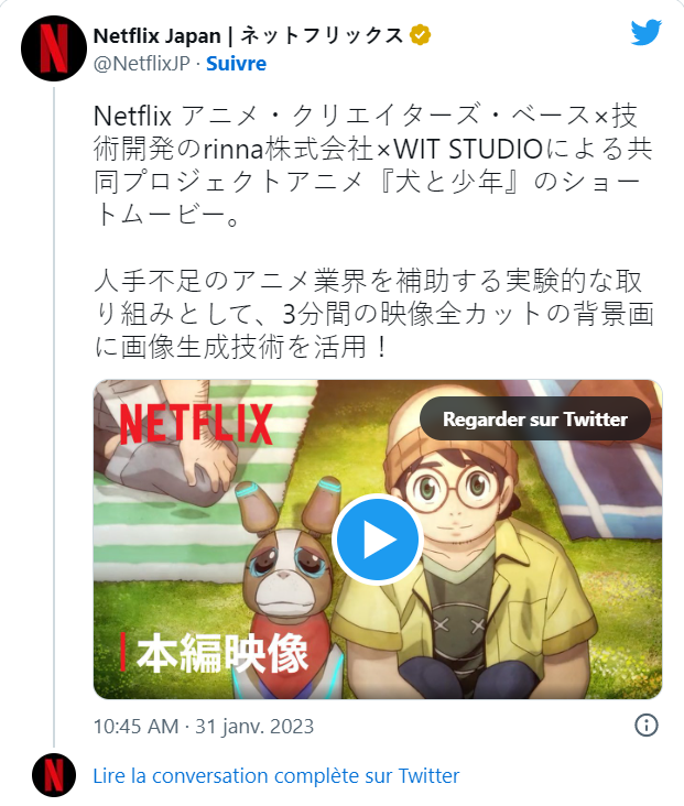 Comment un anime produit par Netflix va utiliser une IA pour sa création