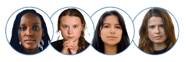 Vanessa (Ouganda), Greta (Suède), Helena (Équateur), Luisa (Allemagne)