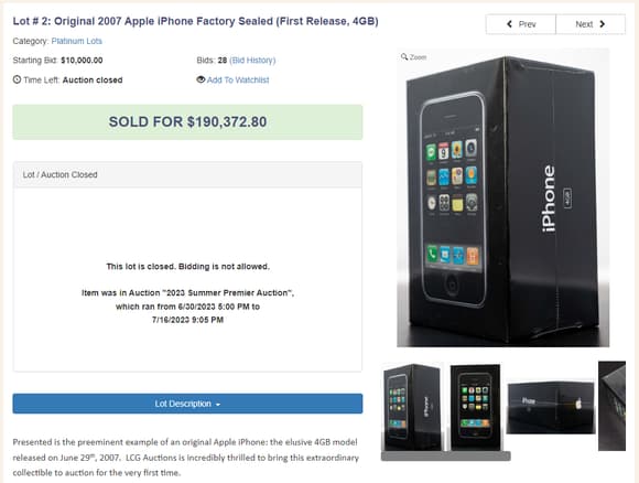 Vente record : l'iPhone original s'envole à 140 000 euros aux enchères !
