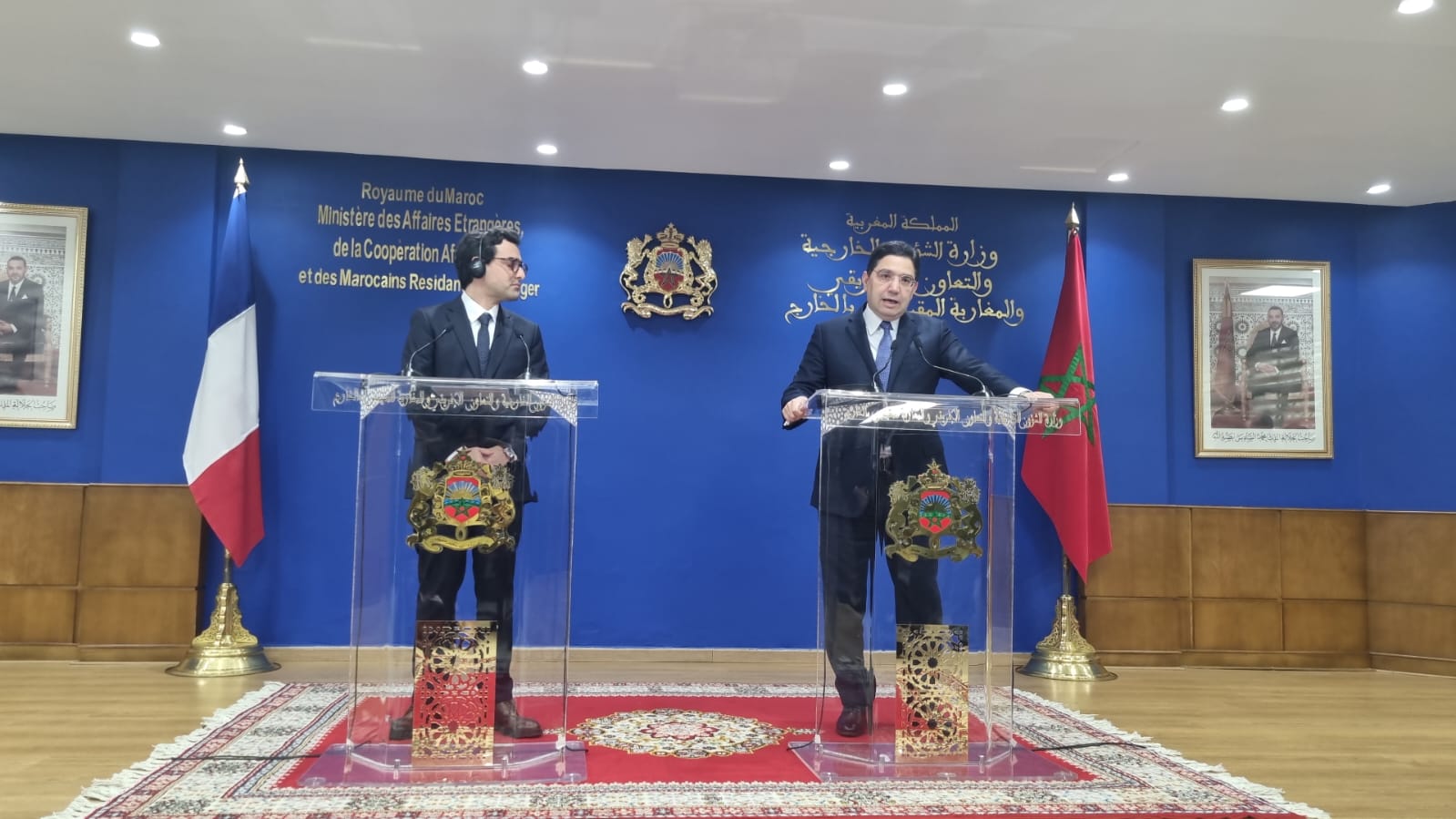 Les chefs de la diplomatie marocaine et française, Nasser Bourita et Stéphane Séjourné