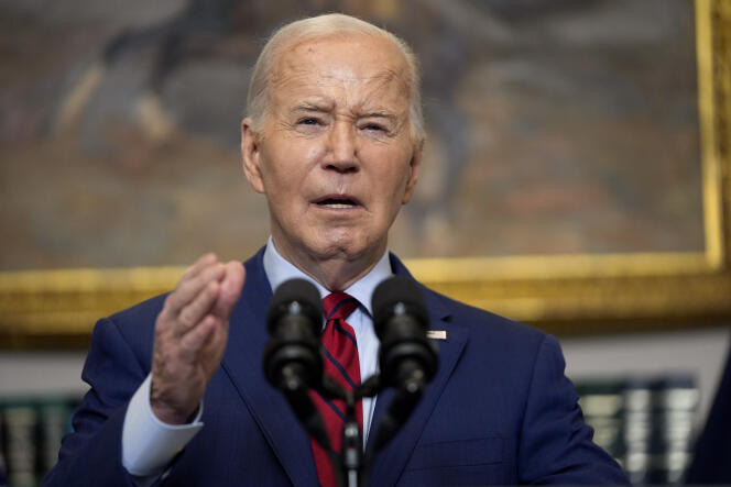 Le président Joe Biden prononce un discours suite aux protestations des étudiants concernant la guerre à Gaza, dans la salle Roosevelt de la Maison Blanche, le jeudi 2 mai 2024, à Washington. EVAN VUCCI / AP
