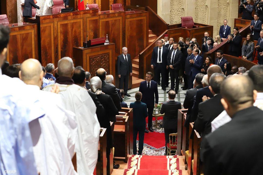 Au Parlement marocain : M. Emmanuel Macron réitère avec force le soutien de la France à la souveraineté du Maroc sur son Sahara.