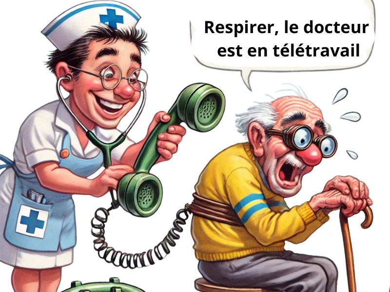  Caricature : Respirer, le docteur est en télétravail