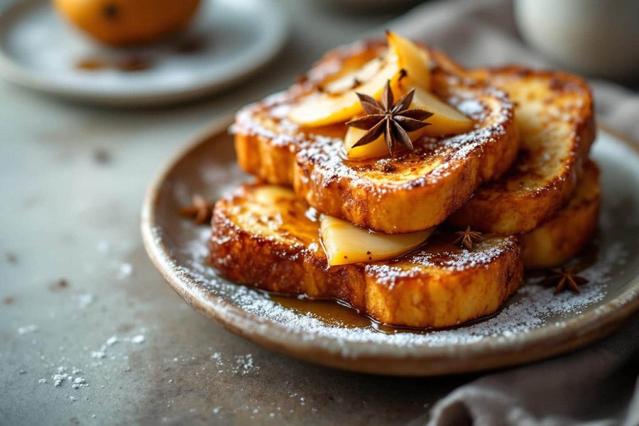 Brioches caramélisées et poires fondantes : le réveil en douceur