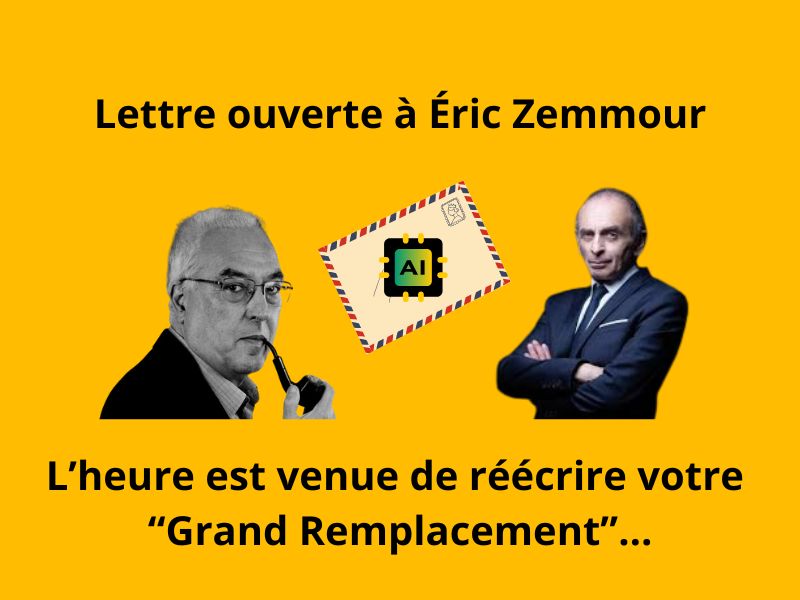Lettre ouverte à Éric Zemmour : L’heure est venue de réécrire votre “Grand Remplacement”…