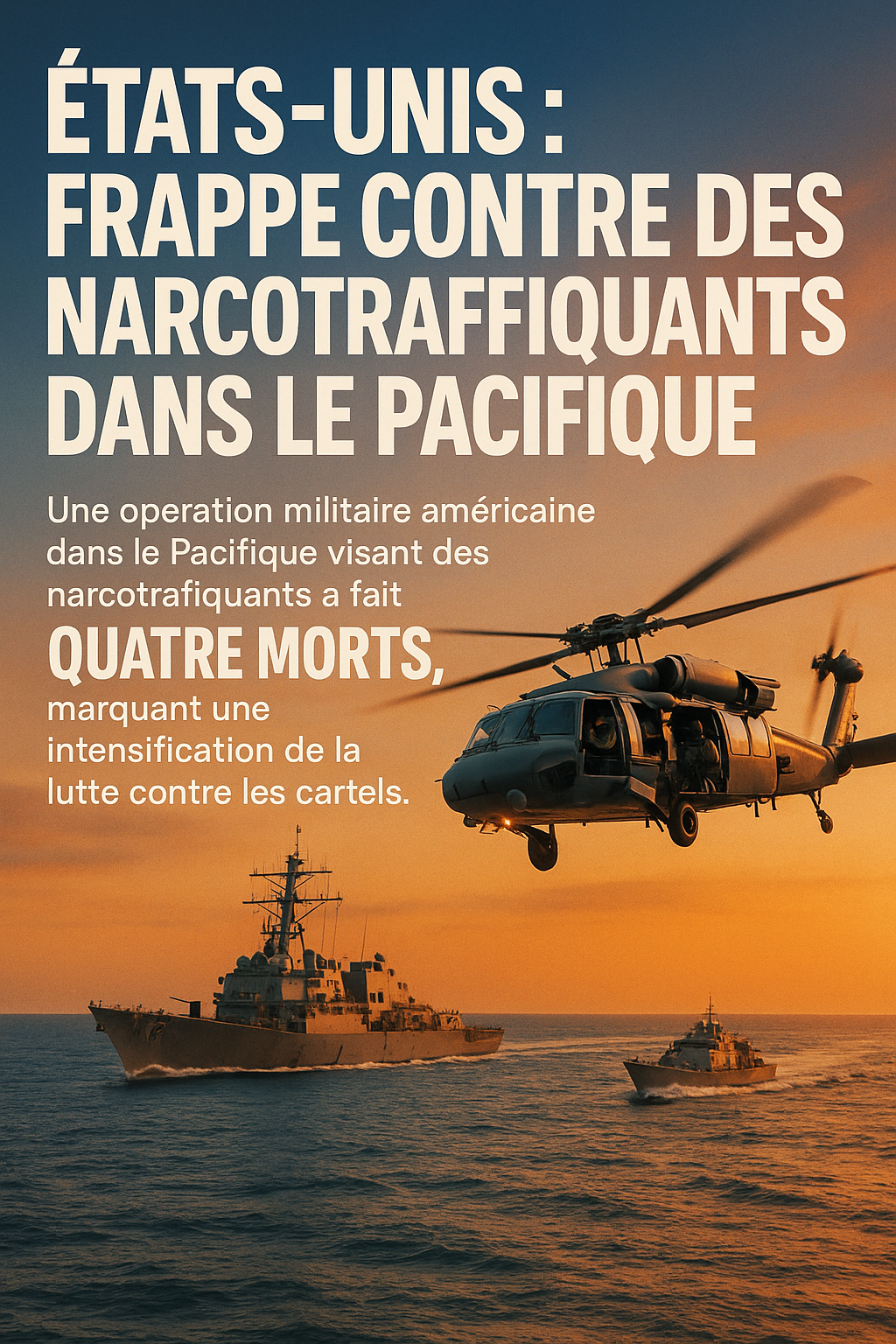 ​États-Unis : frappe contre des narcotrafiquants dans le Pacifique, quatre morts.