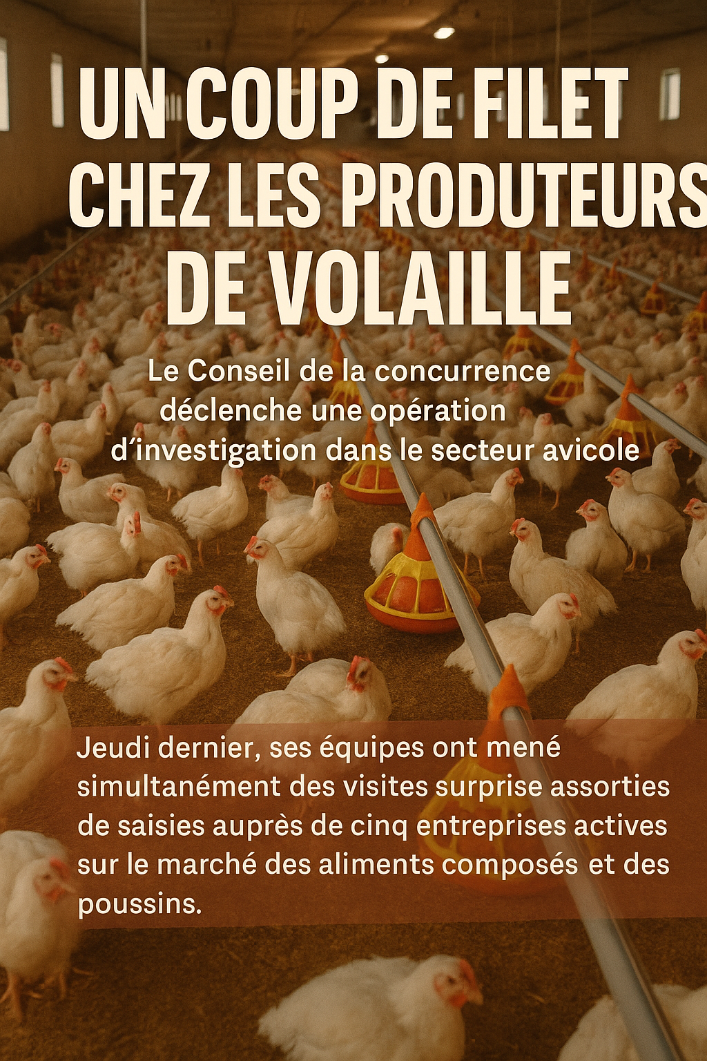 Visite et saisie inopinée auprès de cinq entités du secteur avicole