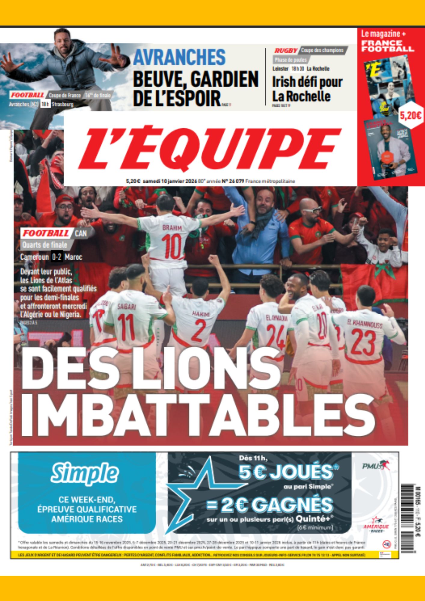 Belle couverture de L'EQUIPE