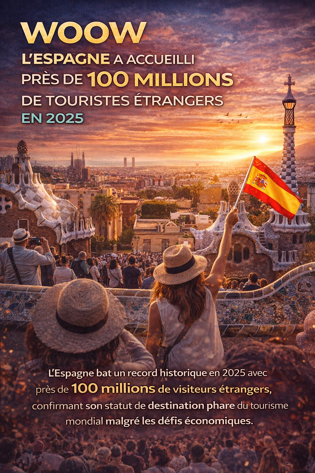 Woow : L'Espagne a accueilli près de 100 millions de touristes étrangers en 2025, un record.