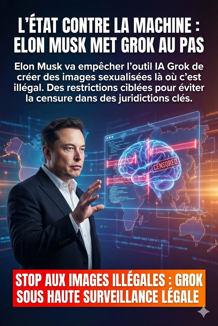 Elon Musk va empêcher l'outil IA Grok de créer des images sexualisées là où c'est illégal.