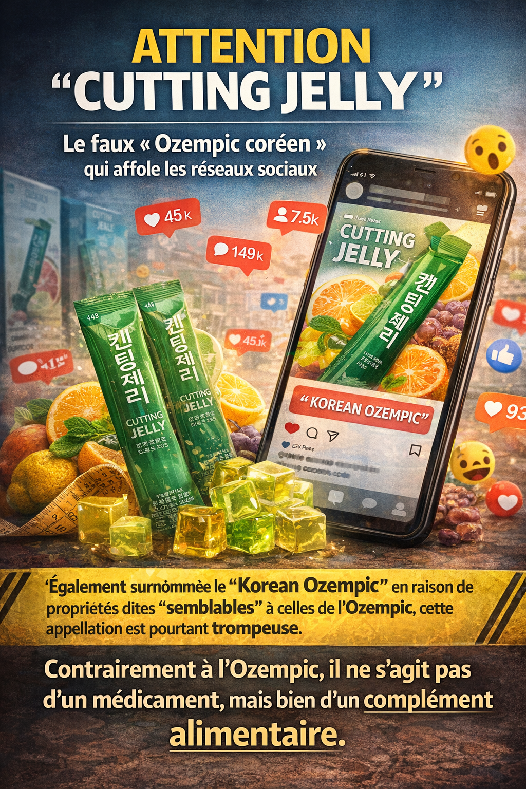 Attention “Cutting jelly” : Le faux « Ozempic coréen » qui affole les réseaux sociaux.