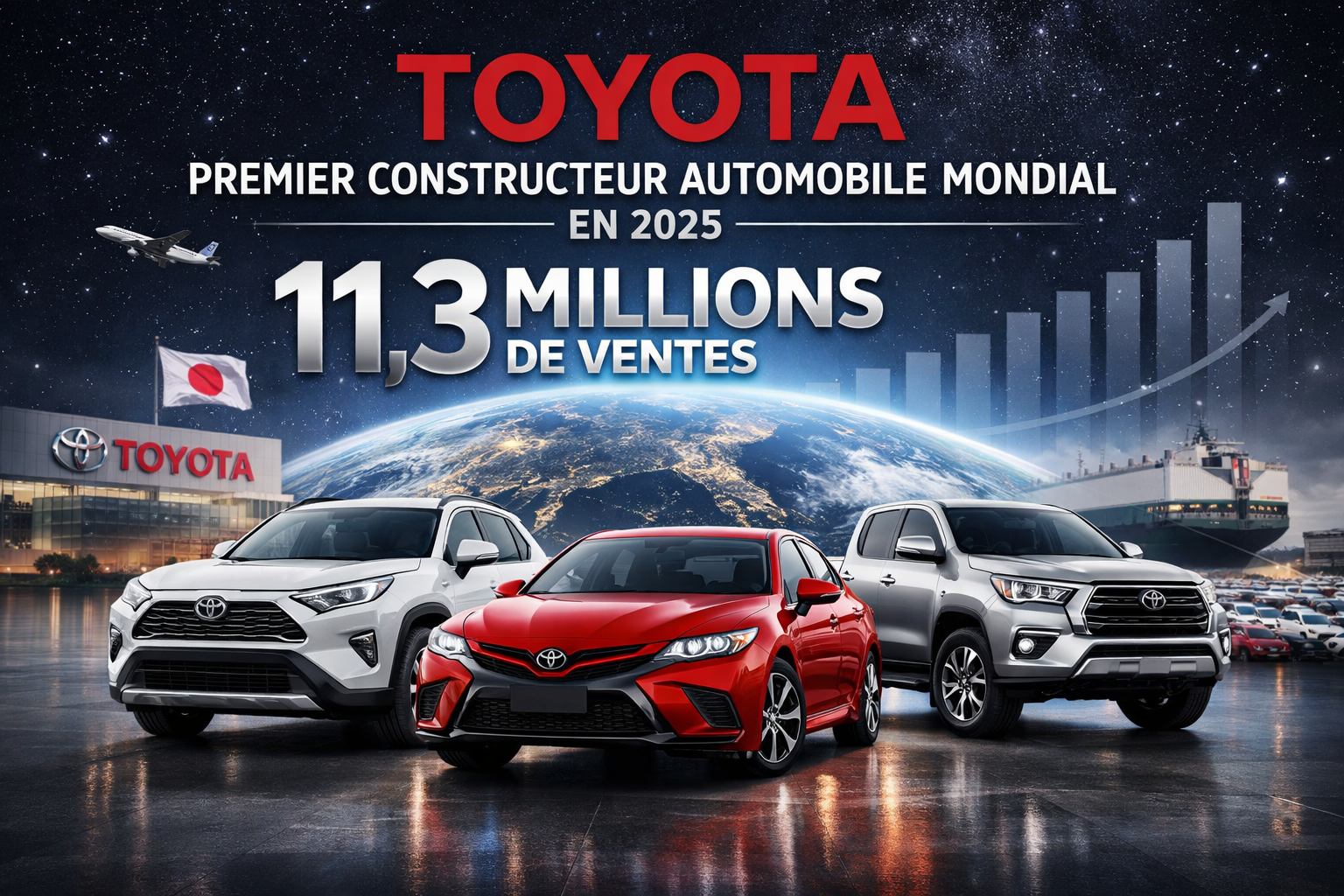 Toyota : premier constructeur automobile mondial avec 11,3 millions de ventes en 2025