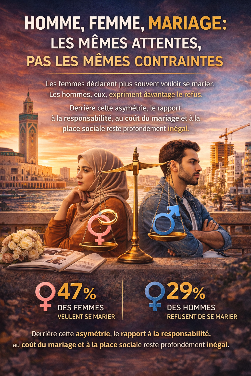 Homme, femme, mariage : les mêmes attentes, pas les mêmes contraintes