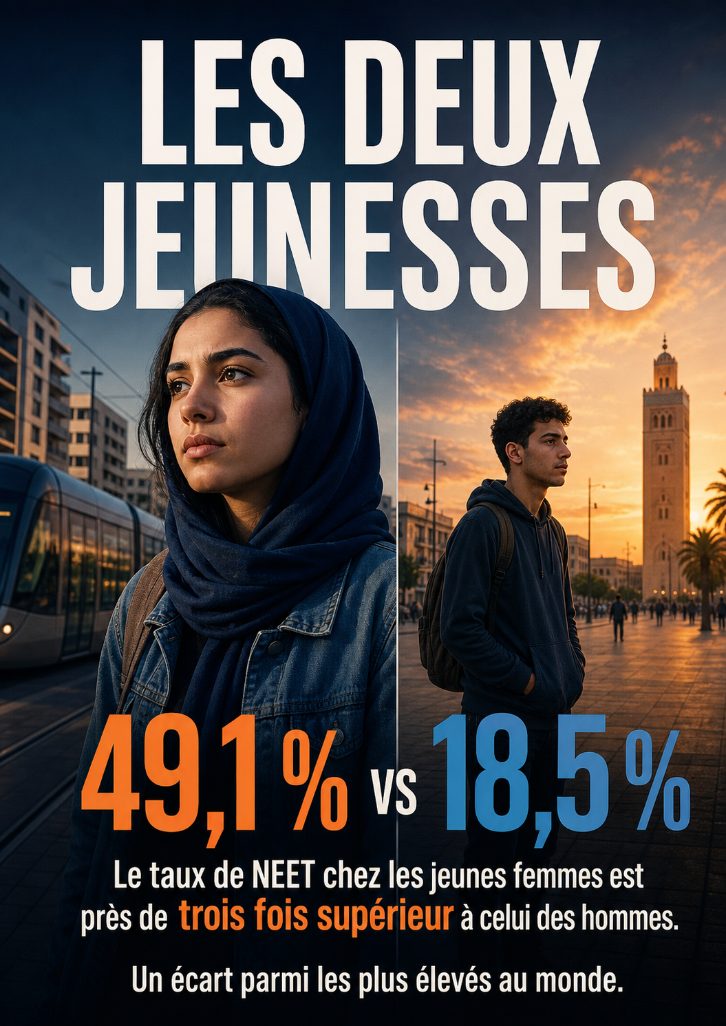 Le taux de NEET chez les jeunes femmes est près de trois fois supérieur à celui des hommes