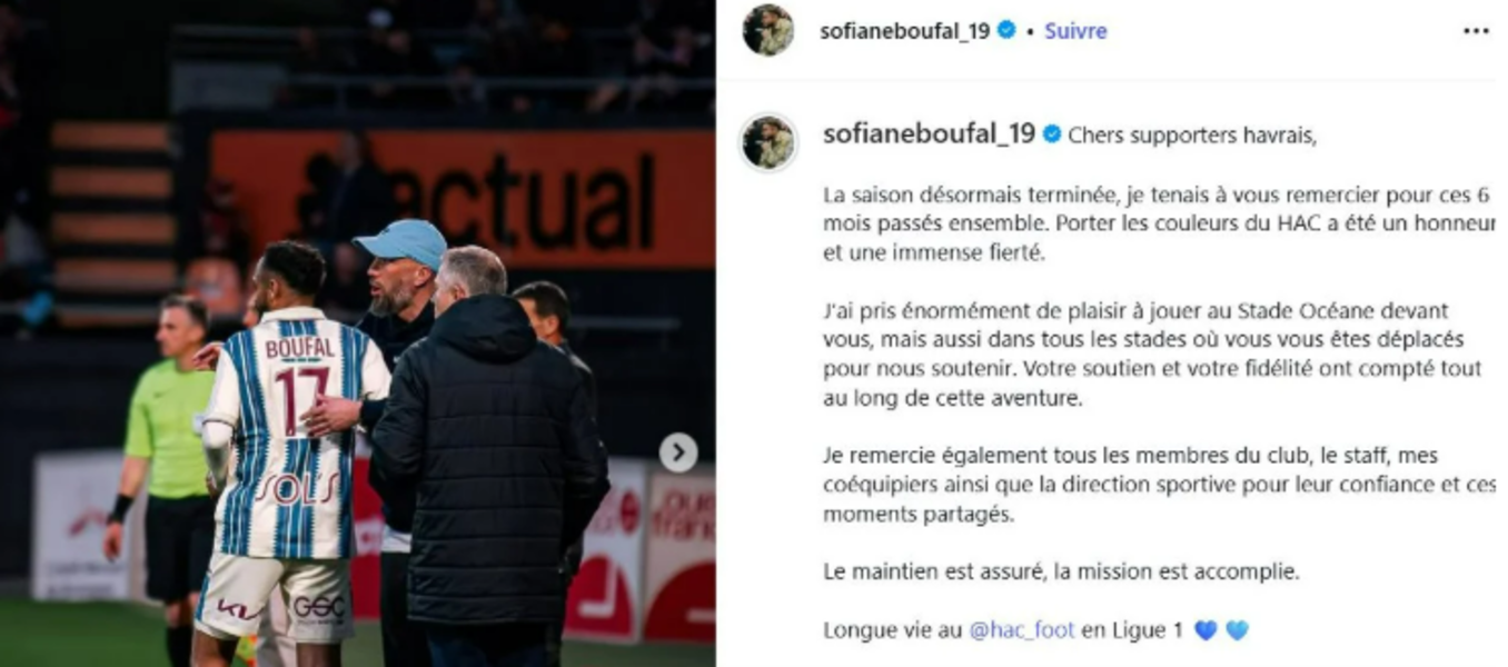 Sofiane Boufal quitte Le Havre après avoir assuré le maintien en Ligue 1