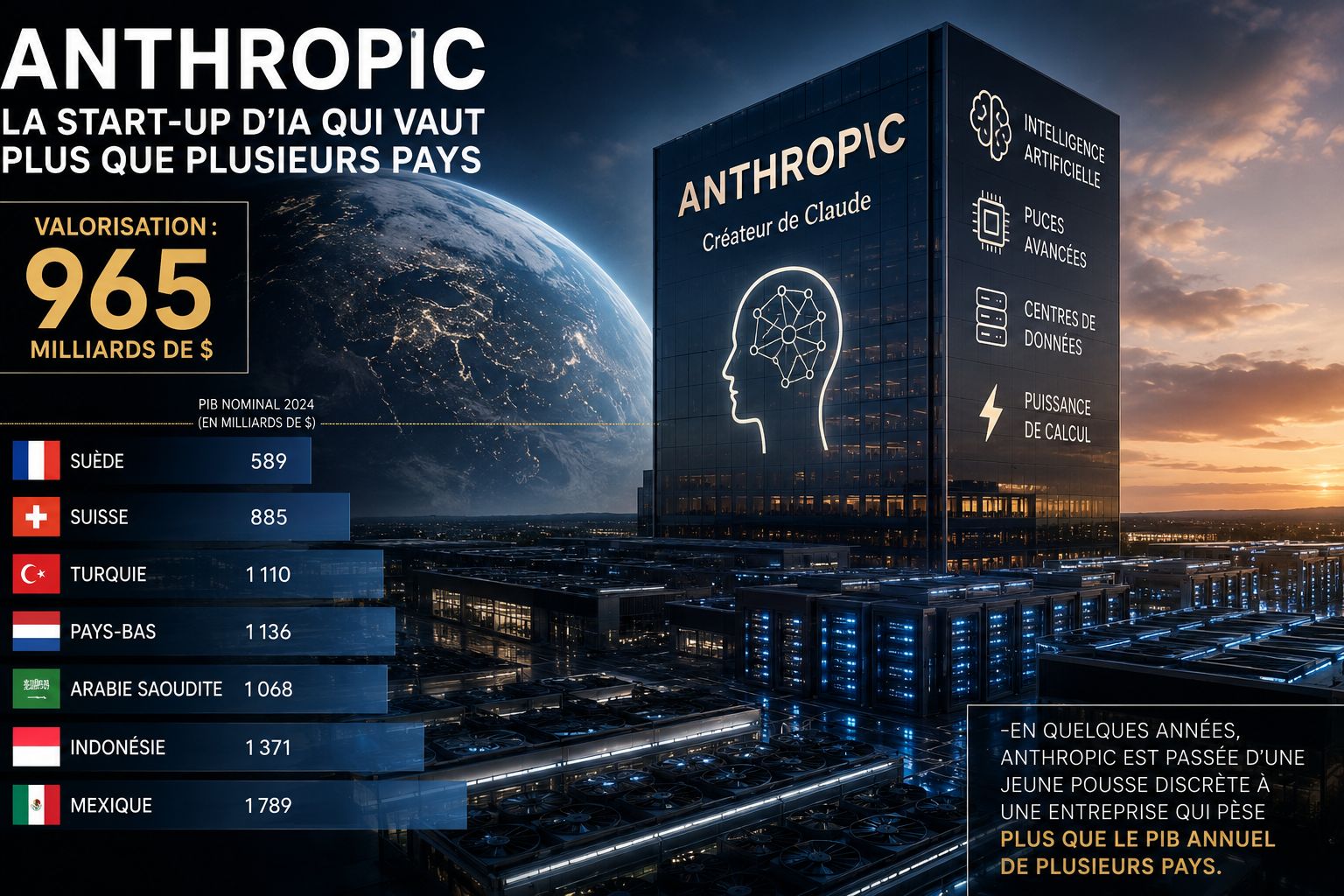 ​Anthropic : quand une start-up d’IA vaut plus que le PIB de plusieurs pays