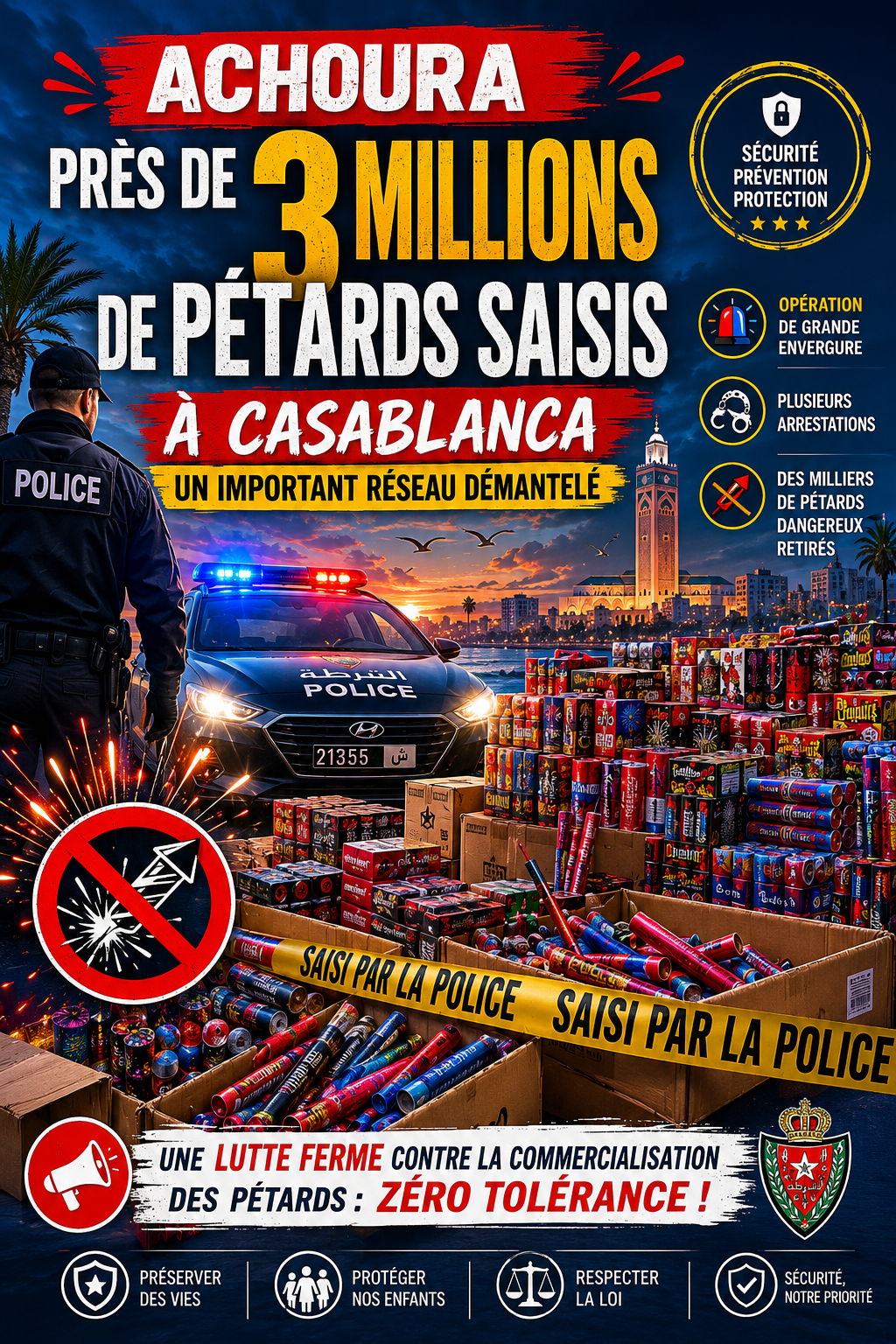 Achoura: près de 3 millions de pétards saisis à Casablanca, un important réseau démantelé