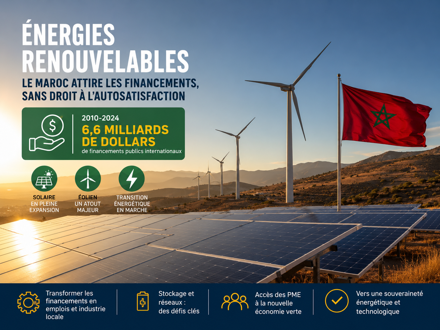 ​ Énergies renouvelables : le Maroc attire les financements, sans droit à l’autosatisfaction