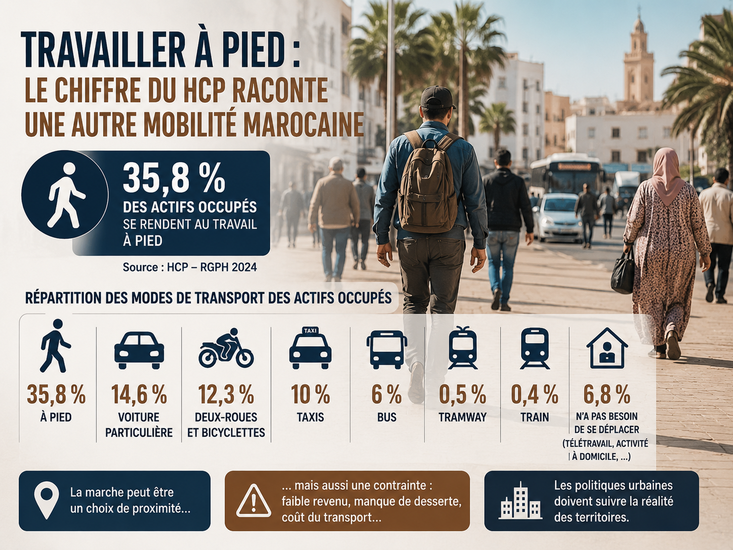 ​Travailler à pied : le chiffre du HCP raconte une autre mobilité marocaine