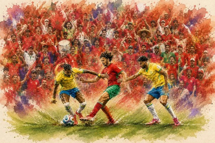 Le mythe s'est forgé en pareillement dans les stades et les tribunes, le public marocain faisant partie intégrante du récit. De simple spectateur du match, il en est devenu acteur. Lorsque les caméras balayaient les tribunes, elles révélaient une scène parallèle au match. Un basculement sémiotique crucial s'est alors opéré : au même titre que les joueurs, le public est devenu un signe dans le récit collectif