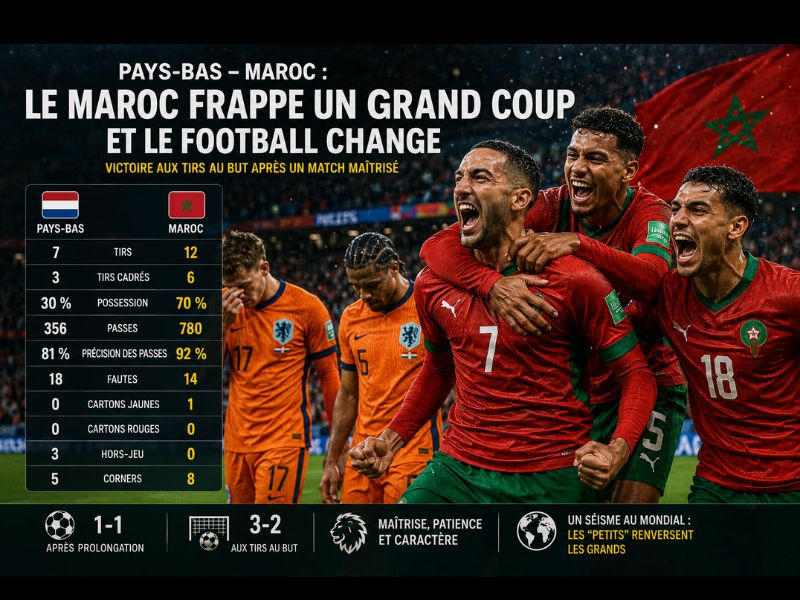 Le Maroc fait tomber les Pays-Bas et bouscule l'ordre mondial du football