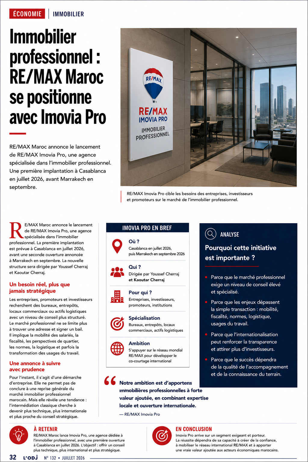 Immobilier professionnel : RE/MAX Maroc se positionne avec Imovia Pro