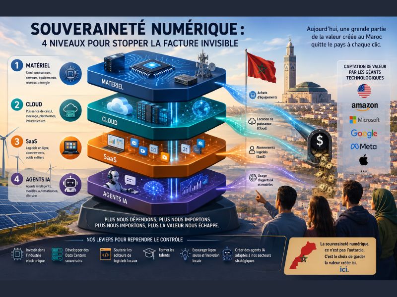 La facture numérique invisible du Maroc : quatre dépendances qui exportent notre valeur