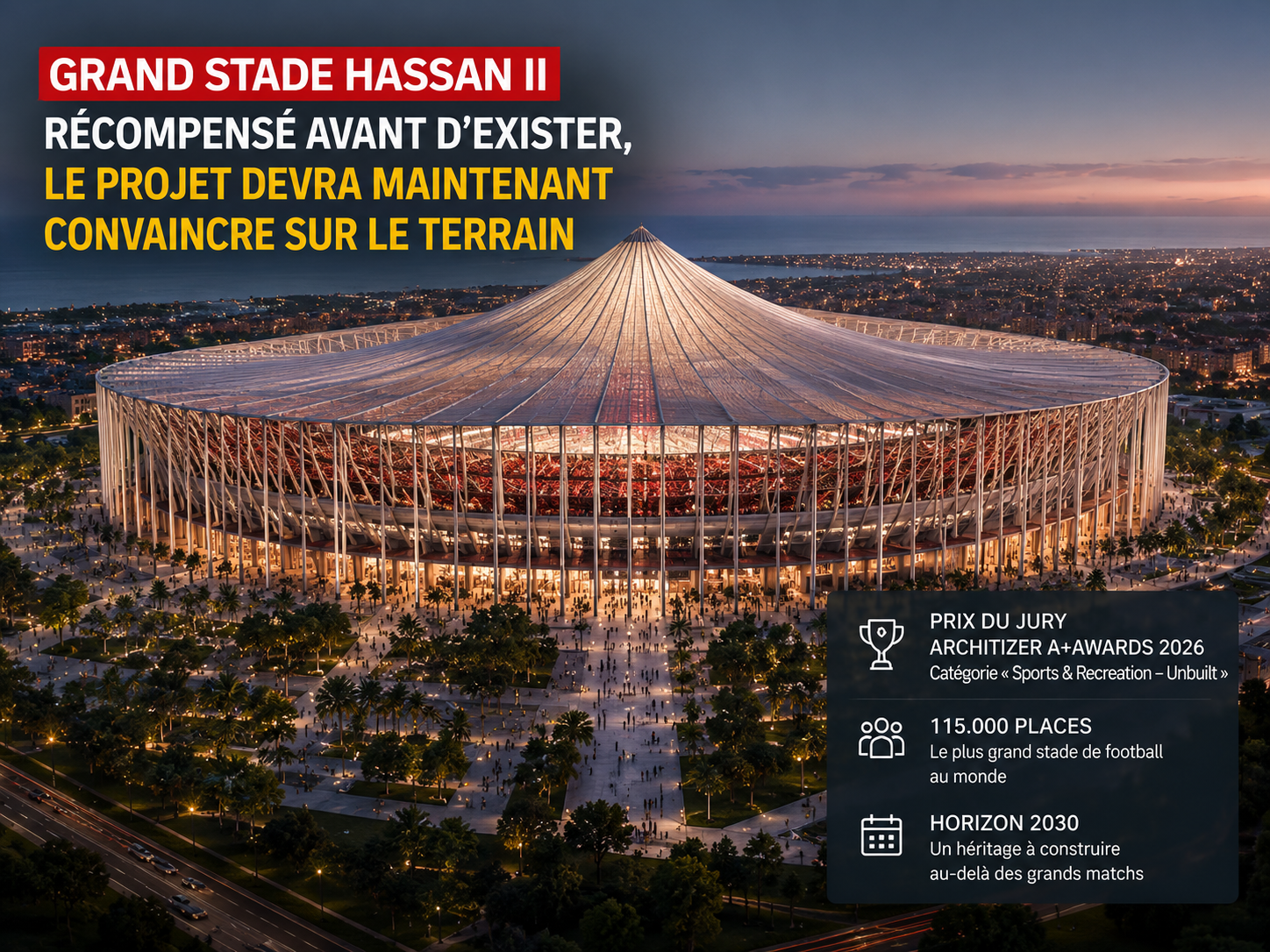Grand Stade Hassan II : récompensé avant d’exister, le projet devra maintenant convaincre sur le terrain