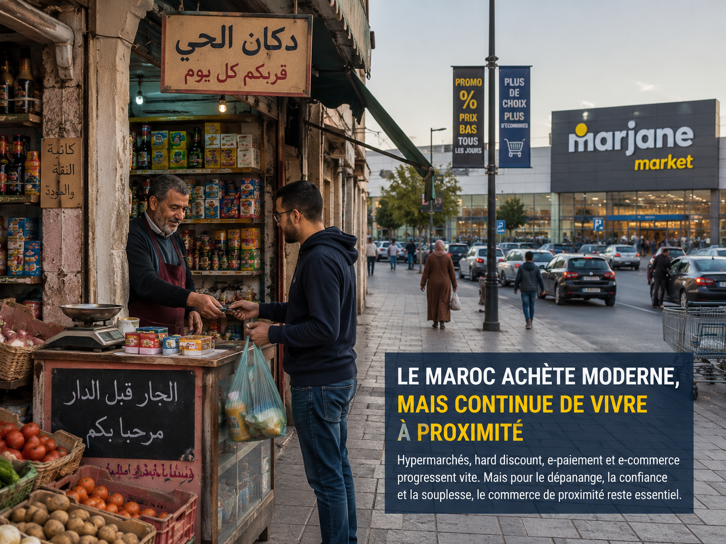 Le Maroc achète moderne, mais continue de vivre à proximité de son épicier 