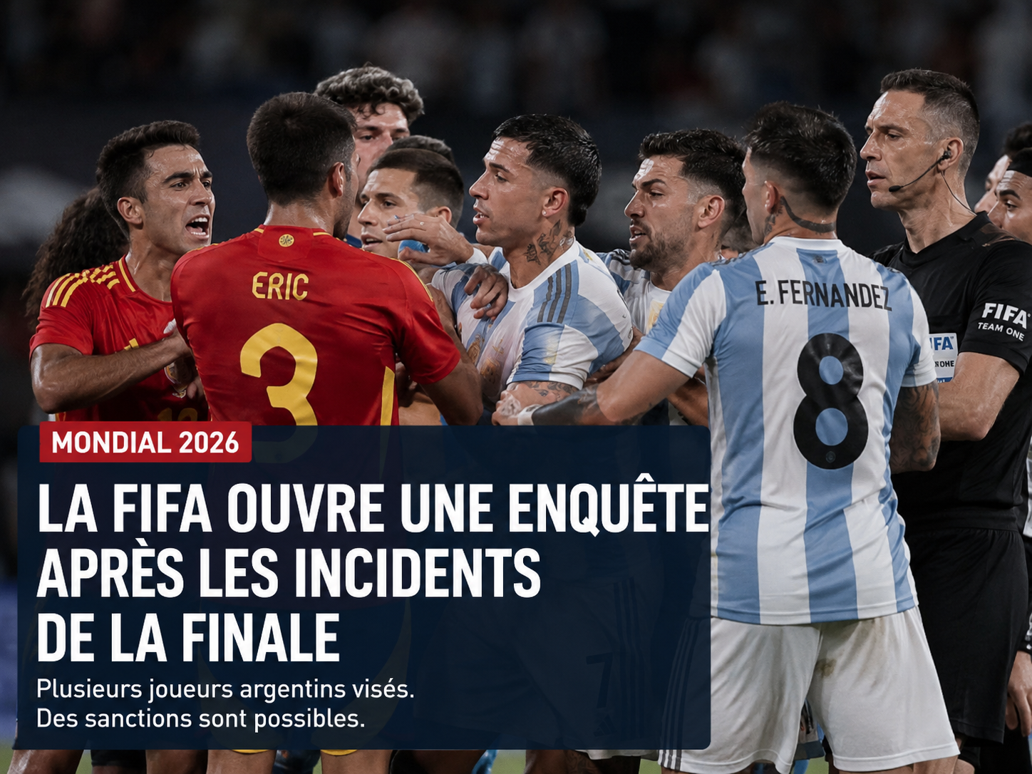 Mondial 2026 : la FIFA ouvre une enquête après les incidents de la finale Espagne-Argentine