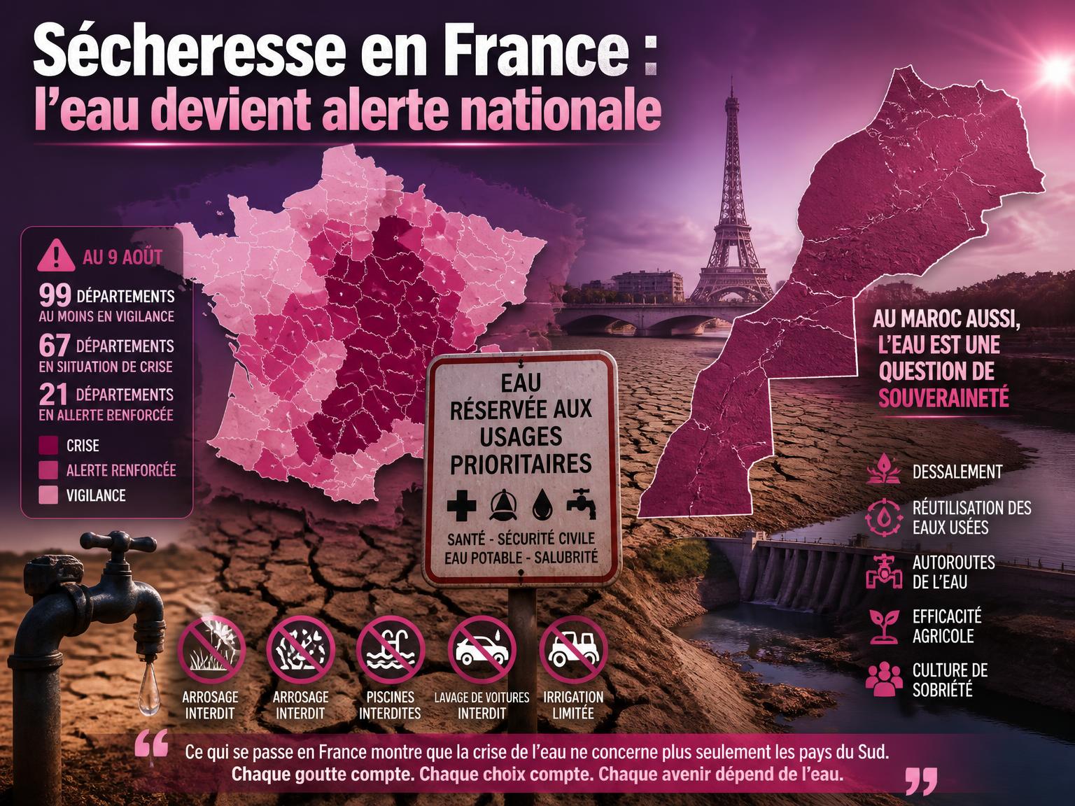 Sécheresse en France : l’eau devient alerte nationale