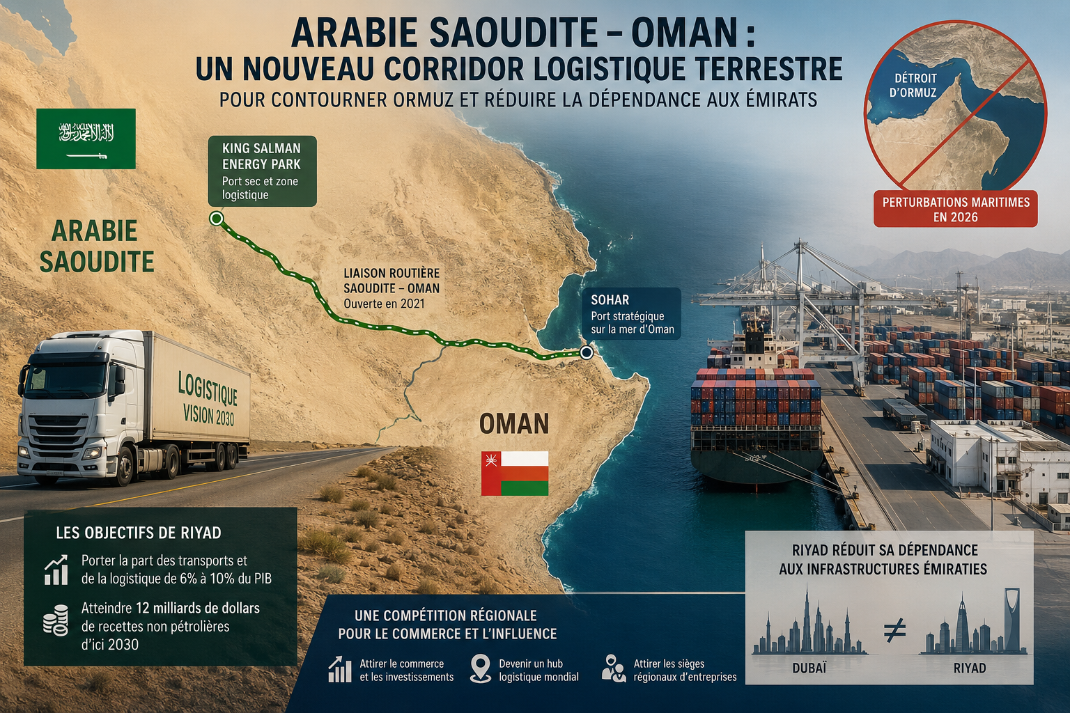 Arabie saoudite–Oman : derrière le contournement d’Ormuz, Riyad contourne aussi Dubaï