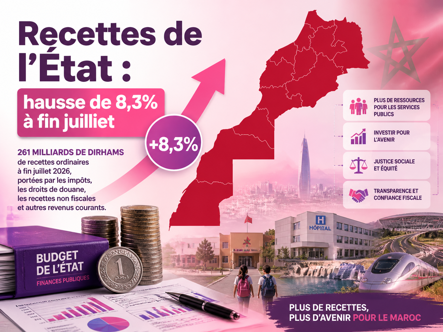 Recettes de l’État : hausse de 8,3% à fin juillet