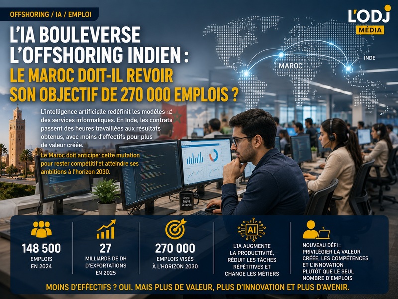 L’IA bouleverse l’offshoring indien : le Maroc doit-il revoir son objectif de 270 000 emplois ?