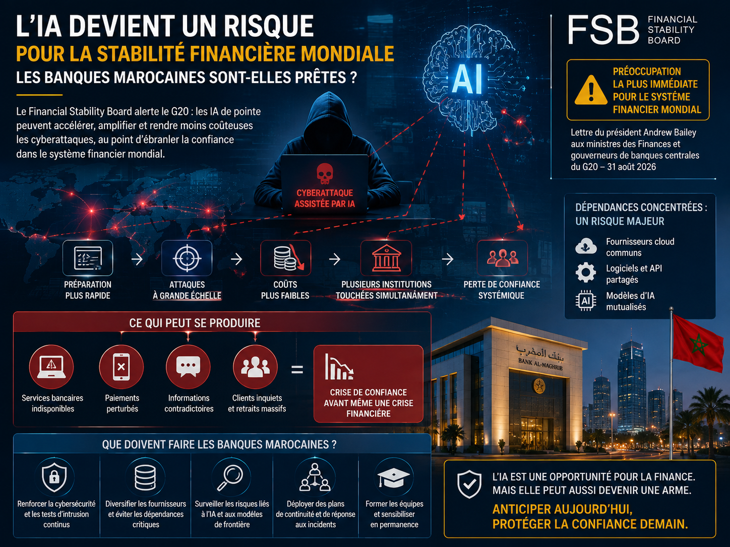 L’IA devient un risque pour la stabilité financière mondiale : les banques marocaines sont-elles prêtes ?