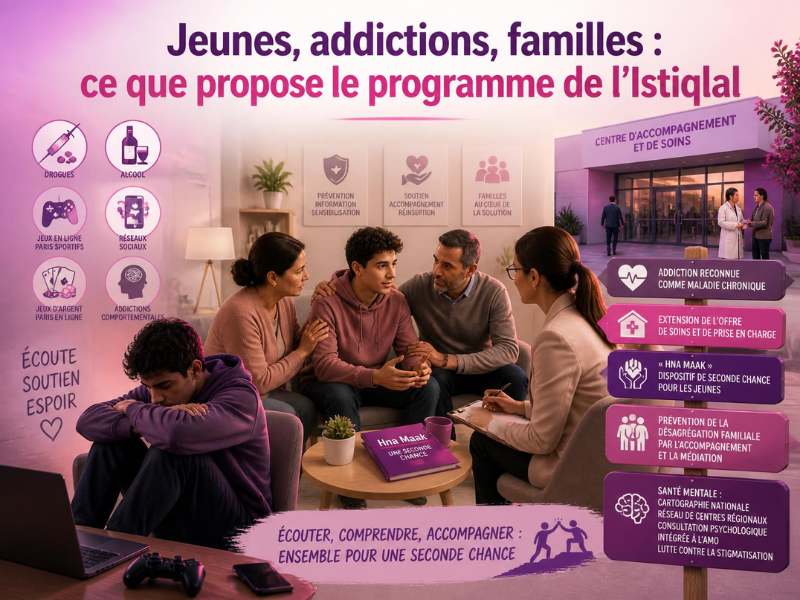 Jeunes, addictions, familles : ce que propose le programme de l’Istiqlal