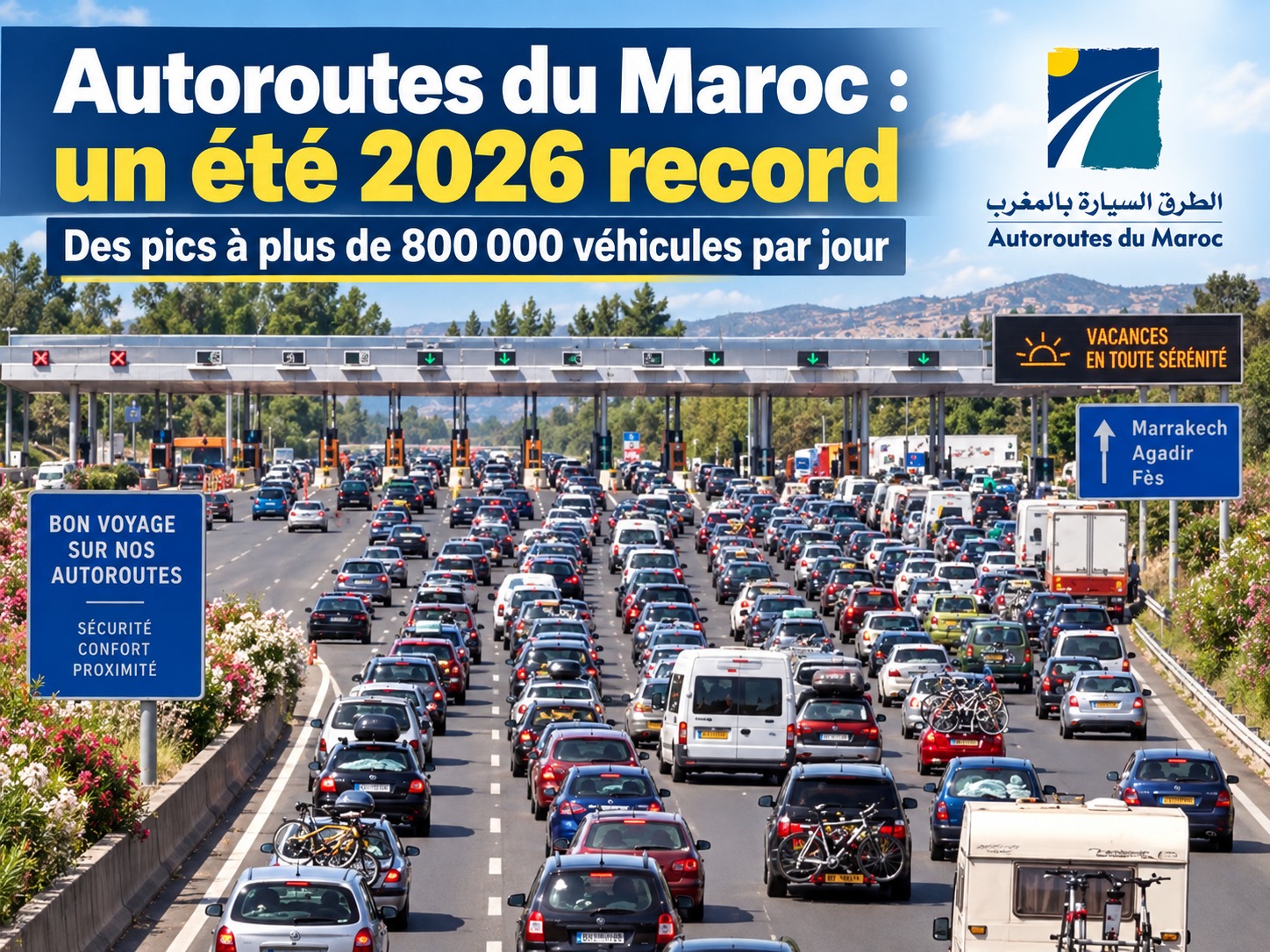 Autoroutes du Maroc : un été 2026 record avec des pics à plus de 800 000 véhicules par jour