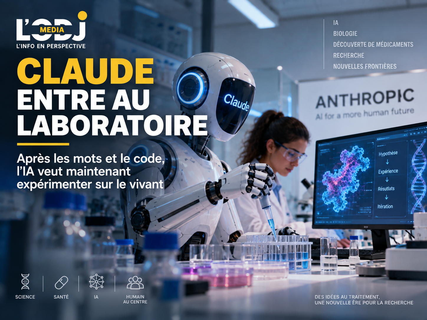 ​Claude entre au laboratoire : après les mots et le code, l’IA veut maintenant expérimenter sur le vivant