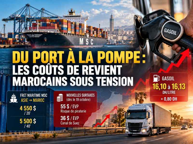 Maroc : gasoil à 16 DH et fret maritime sous pression, les coûts de revient menacés