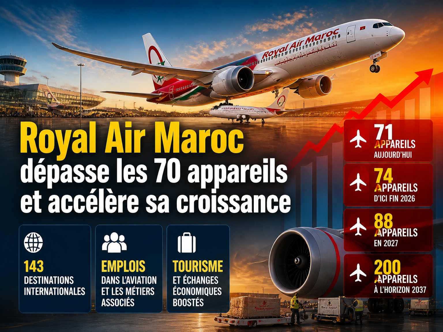 Royal Air Maroc dépasse les 70 appareils et accélère sa croissance