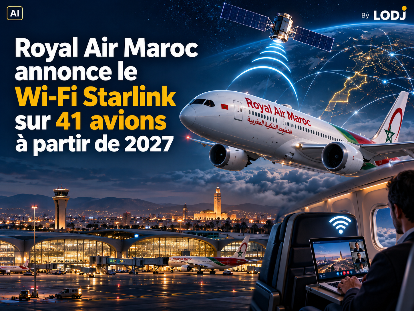 Royal Air Maroc annonce le Wi-Fi Starlink sur 41 avions à partir de 2027