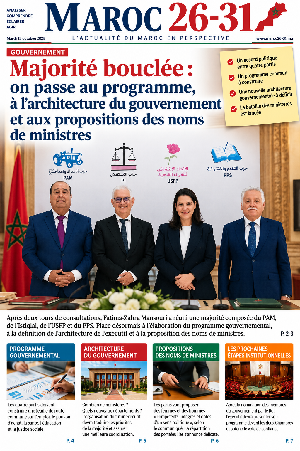 Maroc : la majorité est bouclée, place au programme, à l’architecture du gouvernement et à la bataille des ministères