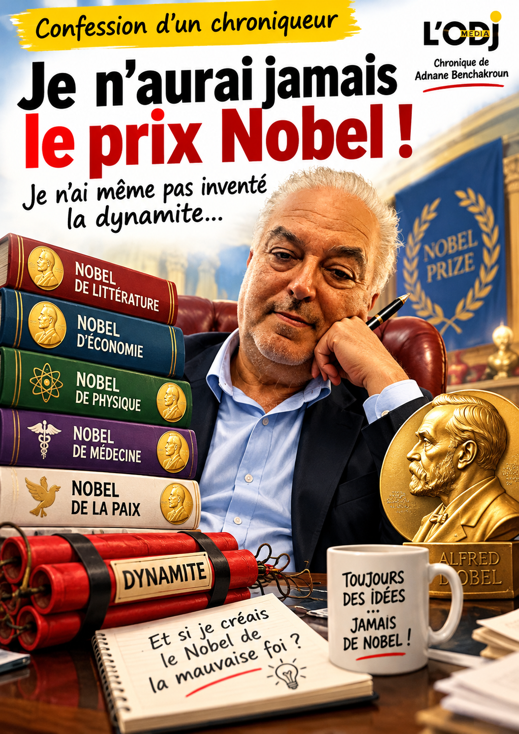 ​Je n’aurai jamais le prix Nobel de la paix. Je n’ai même pas inventé la dynamite ! 
