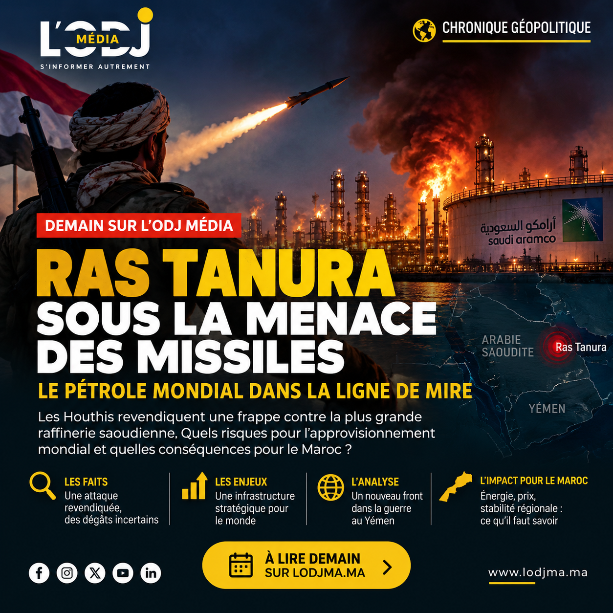 Ras Tanura sous la menace des missiles : le pétrole mondial dans la ligne de mire